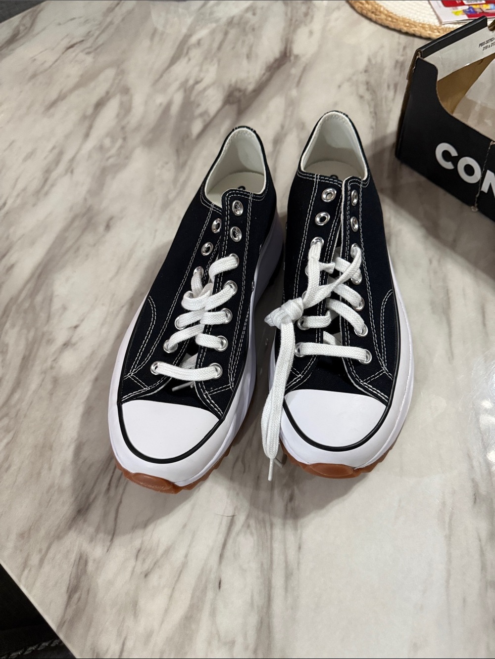 Converse new in box Black Canvas Low-Top Sneakers with White and Gum Accents